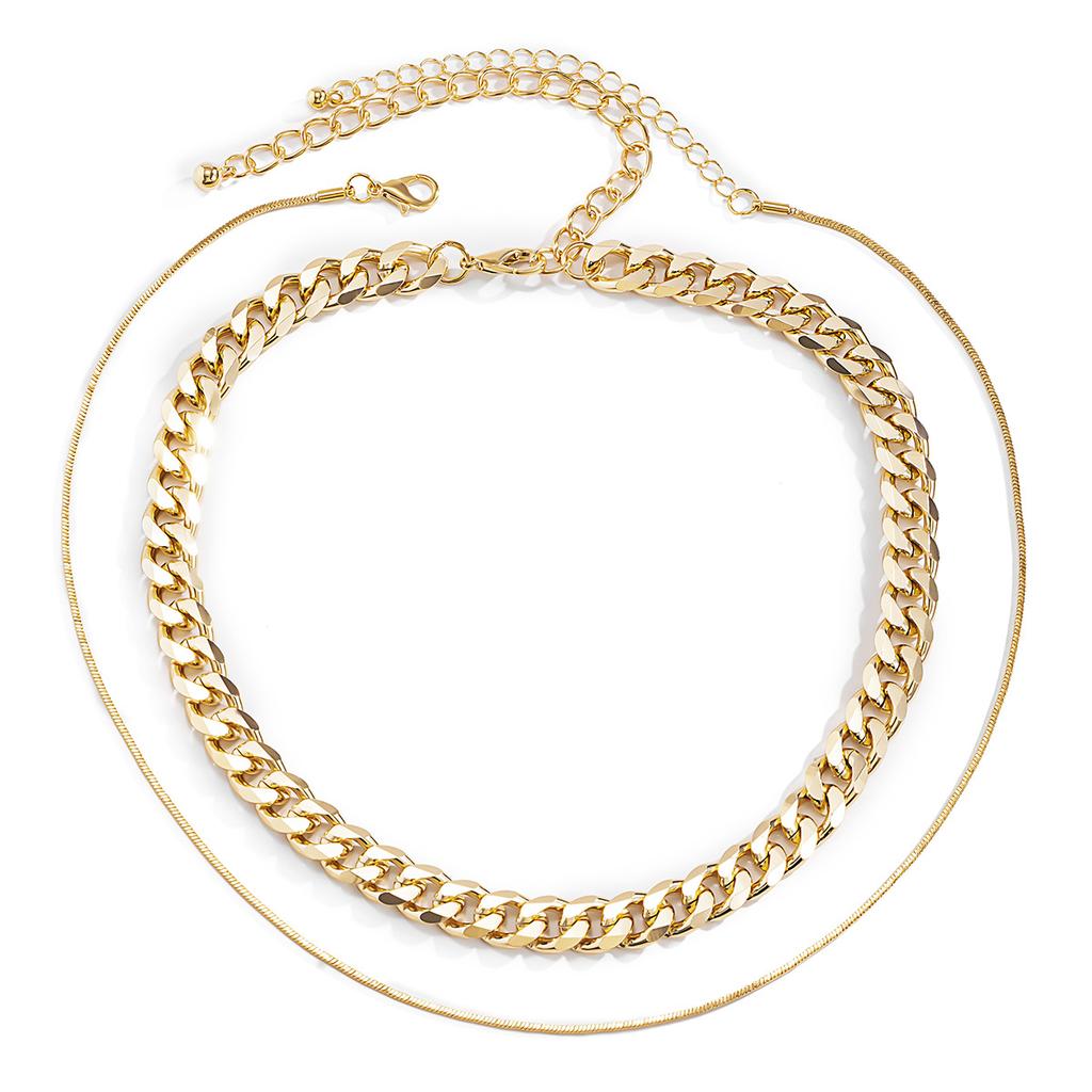 Accessoires, Colliers Géométriques Rétro Hip-Hop Multicouches, Chaînes Os de Serpent Simples Tendance, Colliers à Chaîne Fine Pour Femmes