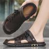 Men Leather Water Beach Sandals Summer Outdoor Casual Closed Toe Sports Sandals Non Slip Soft Hiking Wading Sneakers Comfortable