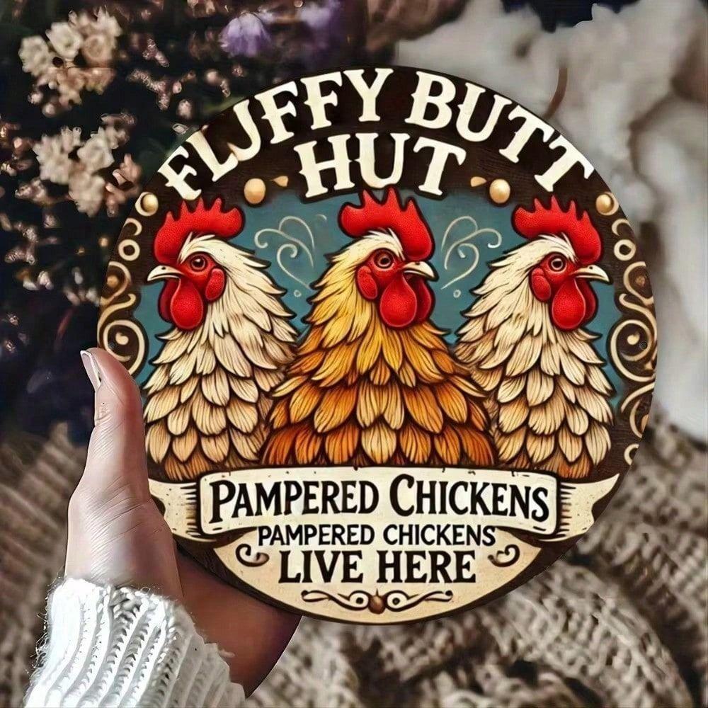 Metal Wall Sign Kimchi Chicken Flat Round Tin Poster Bar Decor 30cm
