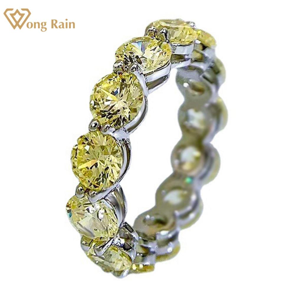 

Wong Rain Simple, 100% стерлинговое серебро 925 пробы, 5 мм, AAAAA, цирконы, драгоценный камень, обручальное кольцо для женщин, ювелирное кольцо, размер 5-9 US 5 розовый