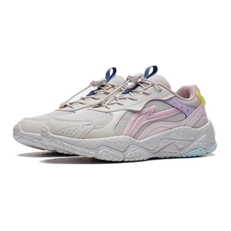Li Ning Youth V2 Comfortable Non-Slip Rebound Breathable Casual Shoes Kids sneaker White Gray Pink YKCT160-6