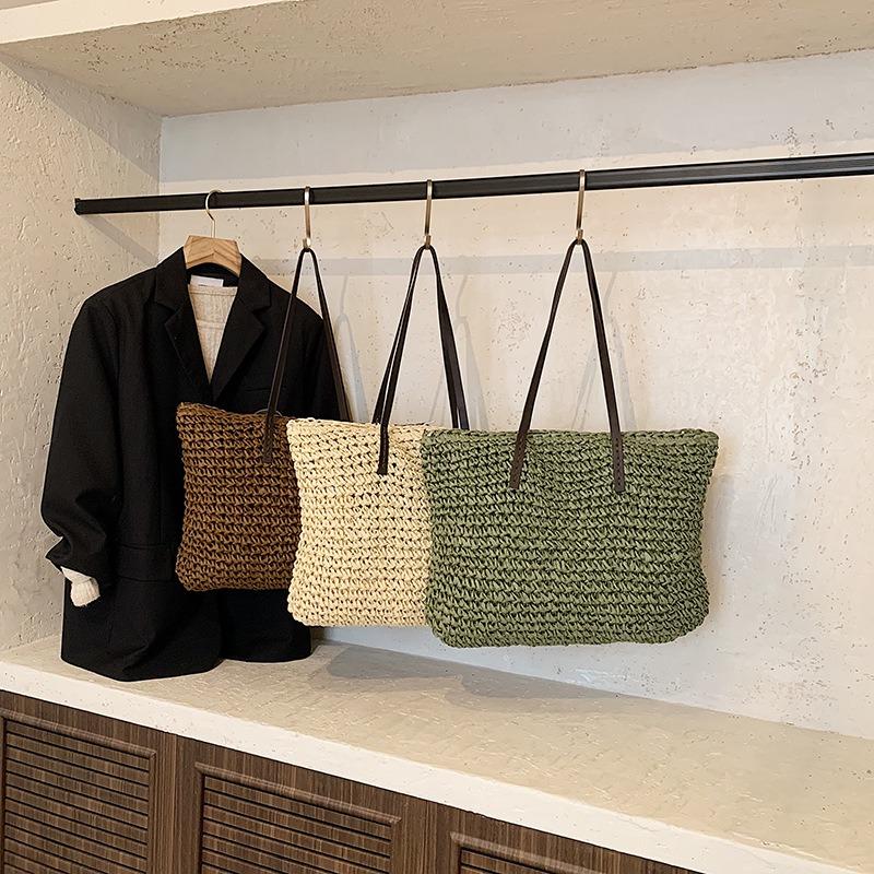Woven bag women's new summer trendy niche design straw woven shoulder bag women's trendy women's bag tote bag