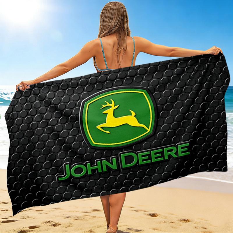 1Pc John Deere Logo Beach Towel, Quick Dry, Multi-Use for Beach Pool Gym Yoga Home Travel, Christmas, Halloween, Xmas Gift M928183