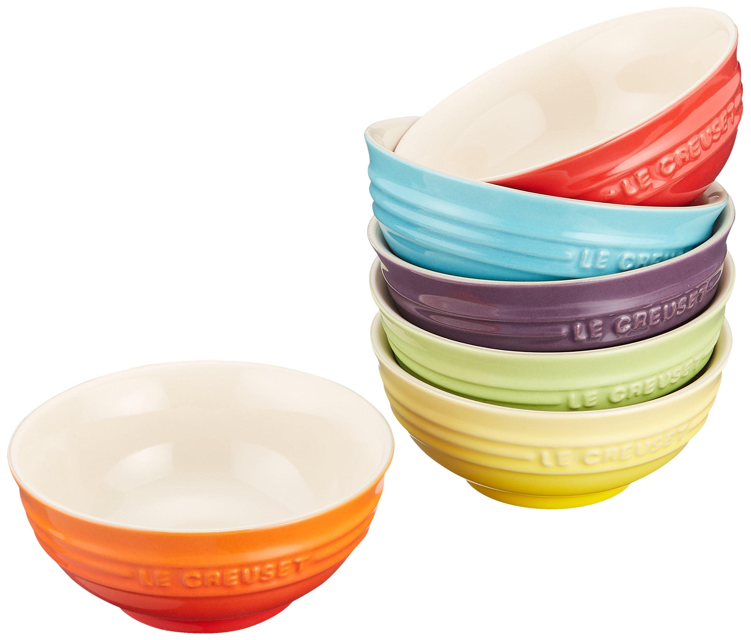 

Le Creuset Stoneware Bowls, Mini Bowls, Rainbow Design, Heat and Cold Resistant, Microwave and Oven Safe, Set of 6 [Official Japanese Product]