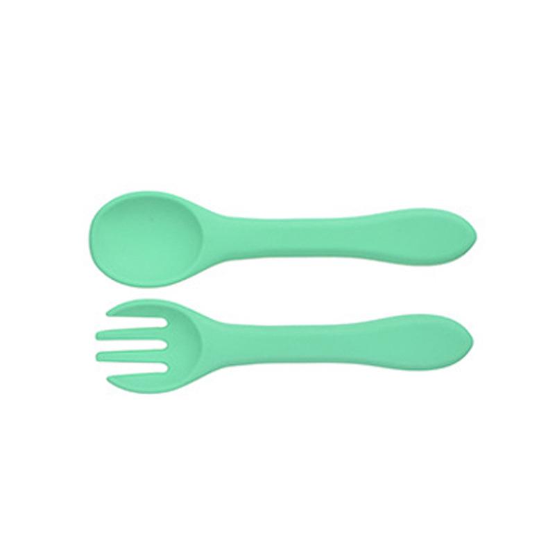 Multi-Color Silicone Baby Fork & Spoon Set - Teething-Friendly Training Cutlery
