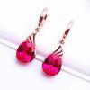 Purple Gold Inlaid Redstone Oval Earrings Simple Luxury High Temperament Rose Gold Plated Earrings