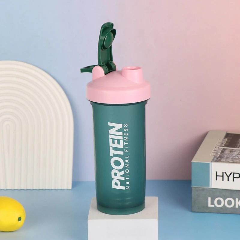 Sport Shaker Bottle 600Ml Whey Protein Powder Mixing Bottle Leak-Proof Sport Fitness Gym Shaker Outdoor Plastic Drink Bottle
