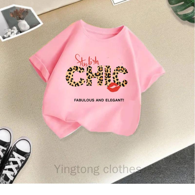 Children's Short-sleeved Summer Fashion Girls' T-shirt Bottoming Shirt New Half-sleeved Baby Round Neck Top Cotton