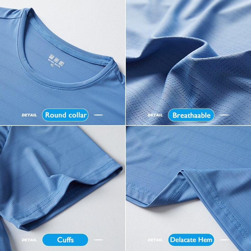 (L-5XL)Quick Dry Sports T-Shirt Men Summer New Fitness Tops Ice Silk Mesh Breathable Gym Running Hiking Short-Sleeved Tee Shirt