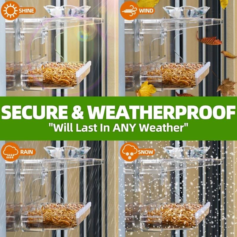 Window Feeding Tray Bird Feeders for Window Mounted Clear Wild Bird Feeders Bath Tub for Small Bird Observation