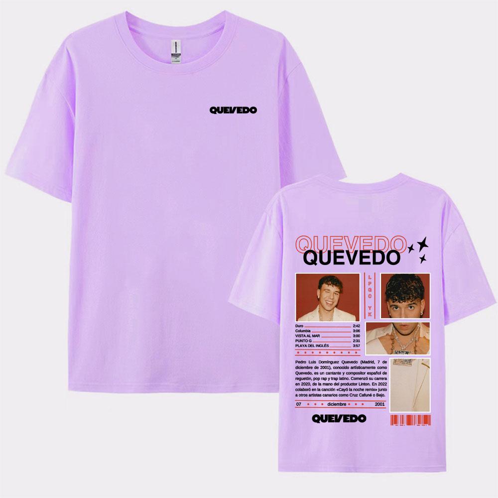 Rapper QUEVEDO Album 2025 Tour T Shirt Fashion Classic Hip Hop Streetwear T Shirts for Unisex Women Casual Cotton Oversized Tshirt