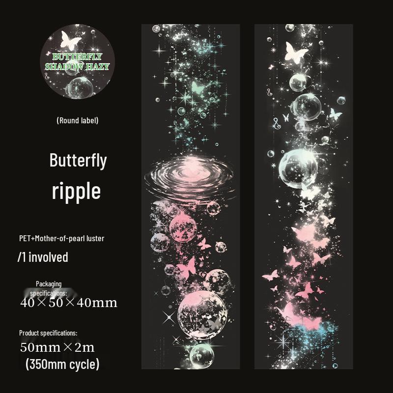 Butterfly Bubble Shell Washi Tape: Hazy Shadow Series for Journals