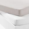 Set of 2 Fitted Sheets - MY LITTLE SLEEP - 100% Cotton Jersey - 70 X 140 Cm - White and Mouse Grey