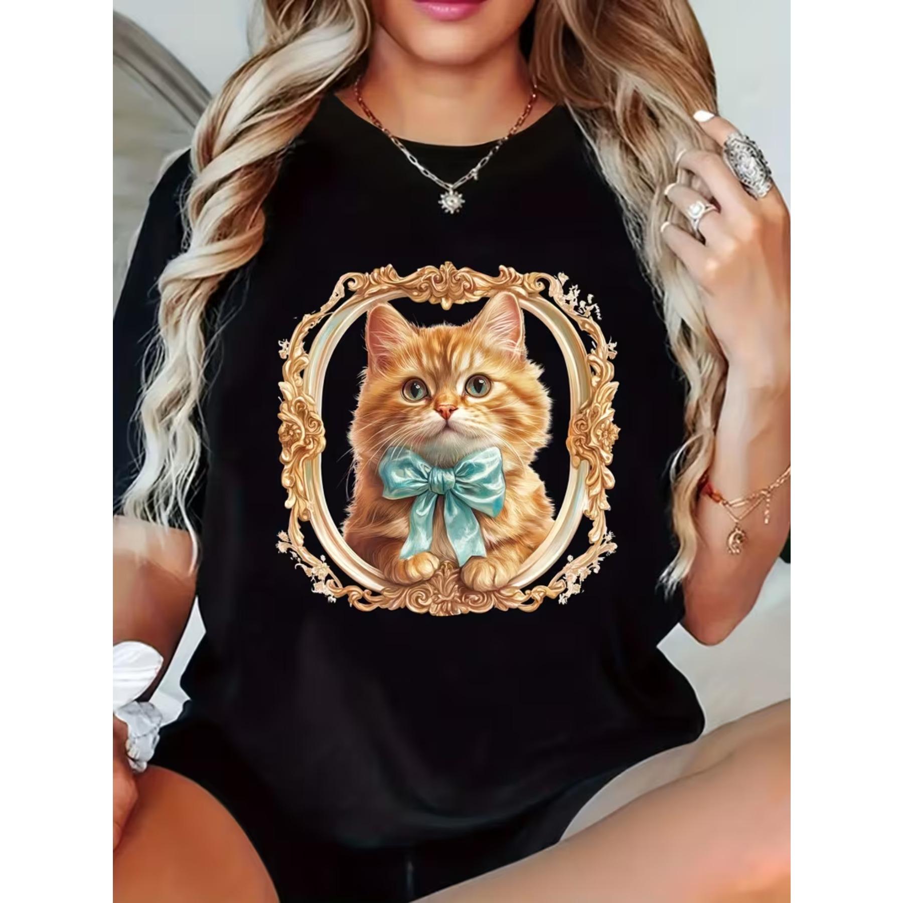 

Women s Soft Round Neck Short Sleeve T-Shirt - Suitable for All-Season Casual Wear, Blouse for Women XXL чорний