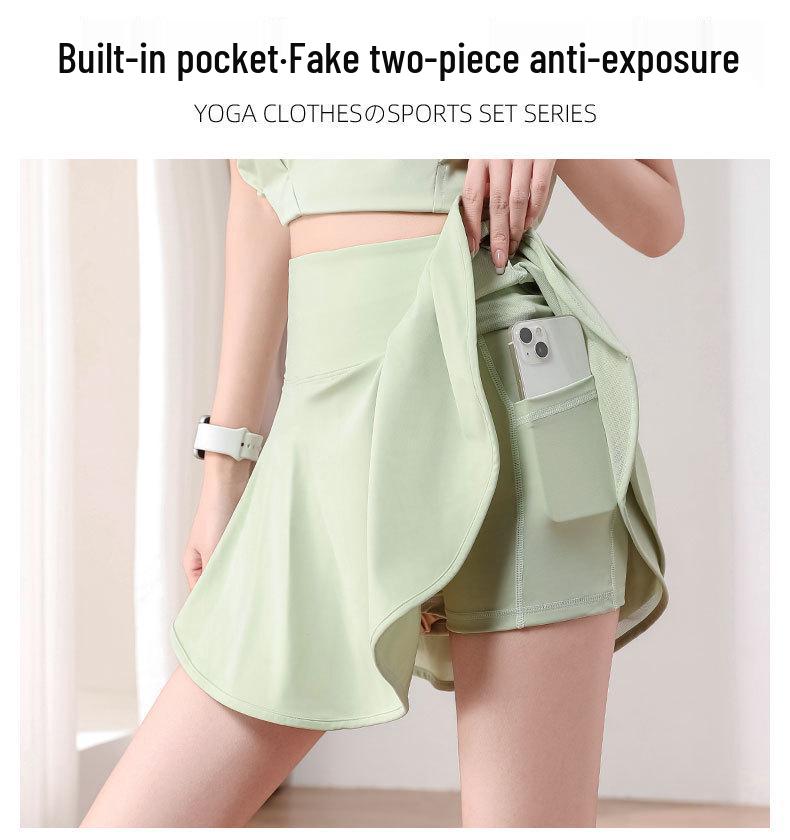 Damen Sommer 2024 Schnelltrocknendes Badminton- & Tennis-Set: Spitzenrock & Sportbekleidung für Yoga, Laufen, Fitness.
