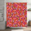 Vibrant Butterfly Print Shower Curtain Pink Yellow Colorful Floral Pattern Bath Decor for Home Use.