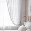 Polyester Cotton White Translucent Retro Hollow Out Curtain Finished North American Rural Fabric Floor Screen Bedroom Curtain