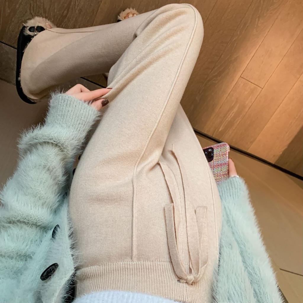 YYFS Damenmode, lässig, Herbst und Winter, einfarbig, bedruckt, hohe Taille, lockere Hosen, Hosen und Caprihosen