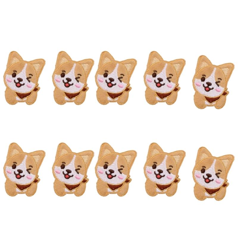 10Pcs Dog Embroidery Iron On Patches Adhesive Embroidery Appliques For Clothing Jackets Bags Hat Decoration and Sewing