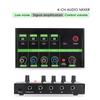Durable Metal Construction 4 Channel Sound Mixer Mixing Console for Studio Quality Sound Line/Mic Switchiong Keys