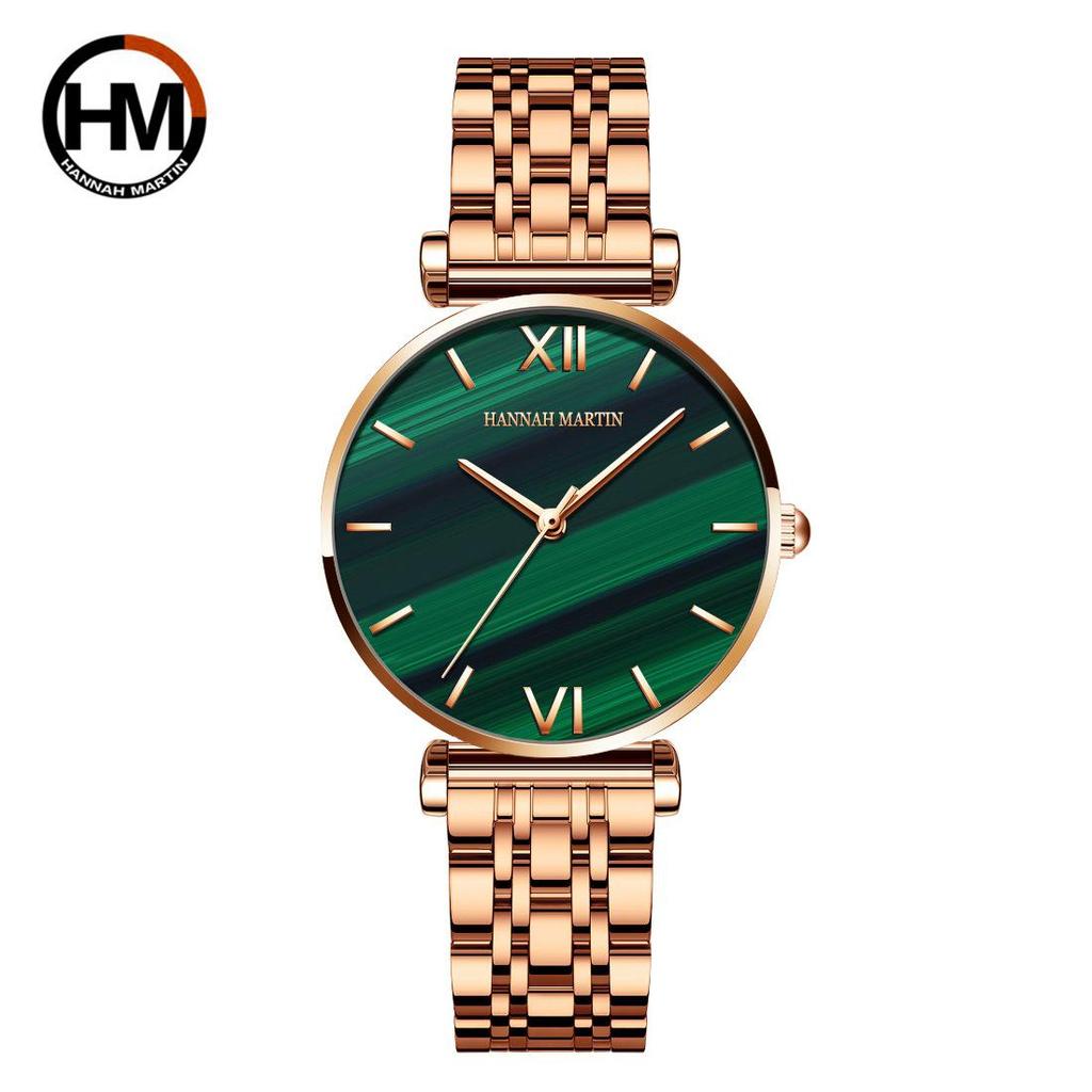 Hannah Martin Women's Waterproof Malachite Green Dial Watch