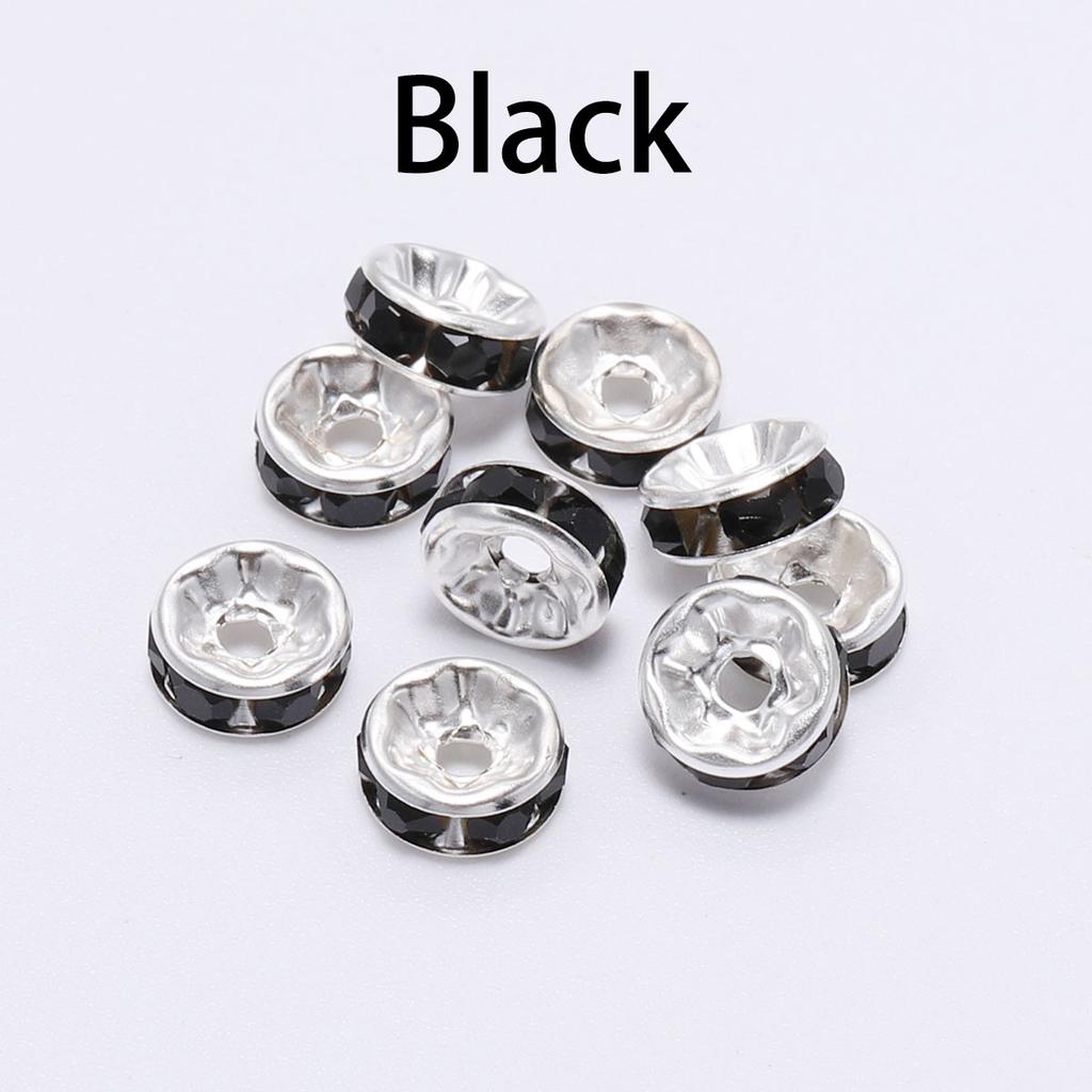 100Pcs 4 6 8 10mm Rhinestone Crystal Rondelles Bead Gold Color Loose Spacer Beads For DIY Jewelry Making Accessories