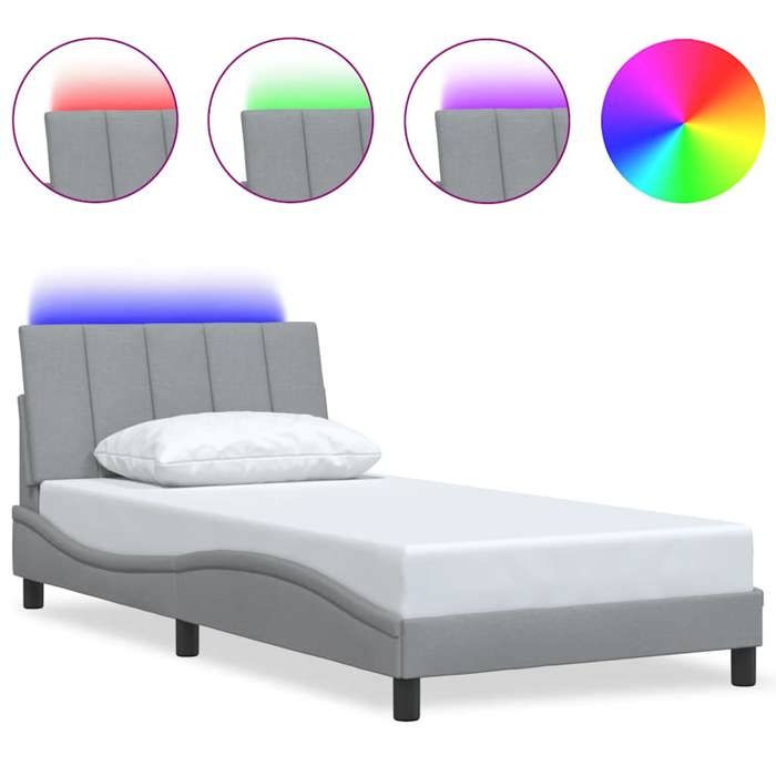 VidaXL Bed Frames Without Mattress Light Grey 100x200 Cm Fabric, Bed, Slatted Base, Fabric Bed, Bedroom Furniture, Bed 3310440