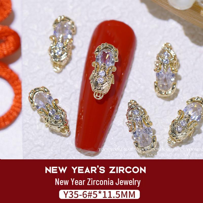 Nail Art Scintillante di Zirconia per Capodanno: Borsa del Denaro Attira-Ricchezza, Zucca di Lusso con Diamanti e Ornamenti per Unghie Oro/Argento