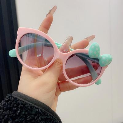 Occhiali da sole con montatura grande decorata con fiocco di cartone animato carino per feste all'aperto, vacanze, viaggi, occhiali per bambini