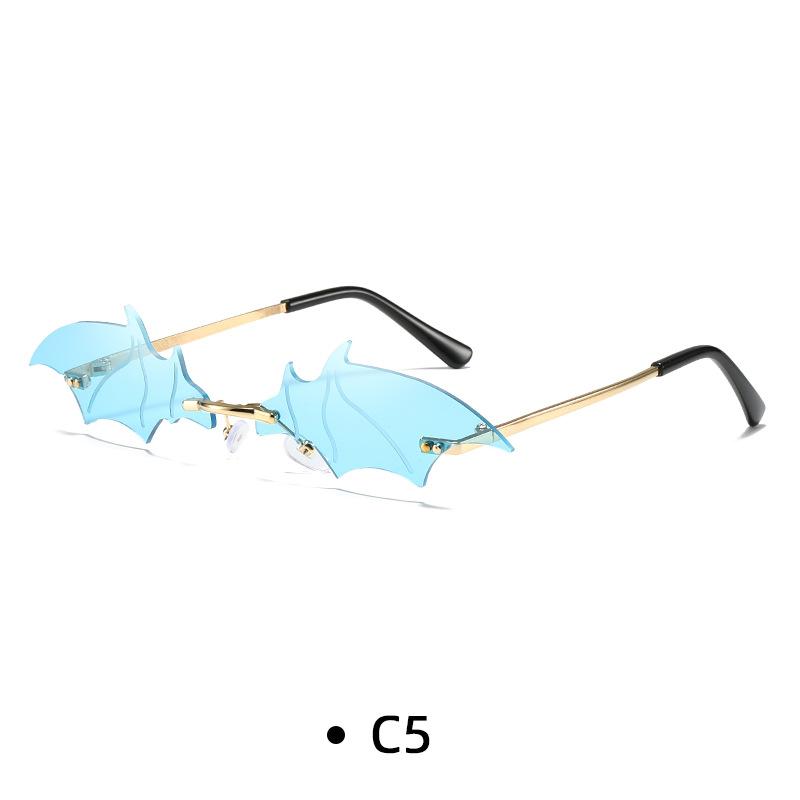 Small Cat Eye Sunglasses Women Luxury Brand New Rimless Punk Sun Glasses Bat Shape Unique Eyeglasses Men UV400