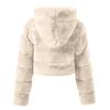 Y2k Streetwear Women Autumn Winter Faux Fur Coat Hooded Cropped Jacket Fur Coat Long Sleeve Cardigan Soft Tops Vintage Harajuku