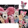 Cute Pink Bunny Bow Car Ornament Plush Hanging Pendant For Girls