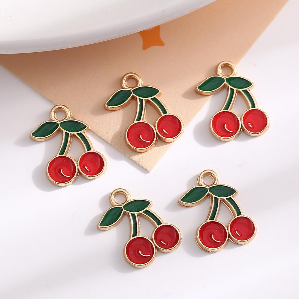 Mini Fruit Alloy Pendant Colored Drip Jewelry Accessories Diy Key Pendant Creative Cute Bracelet Necklace