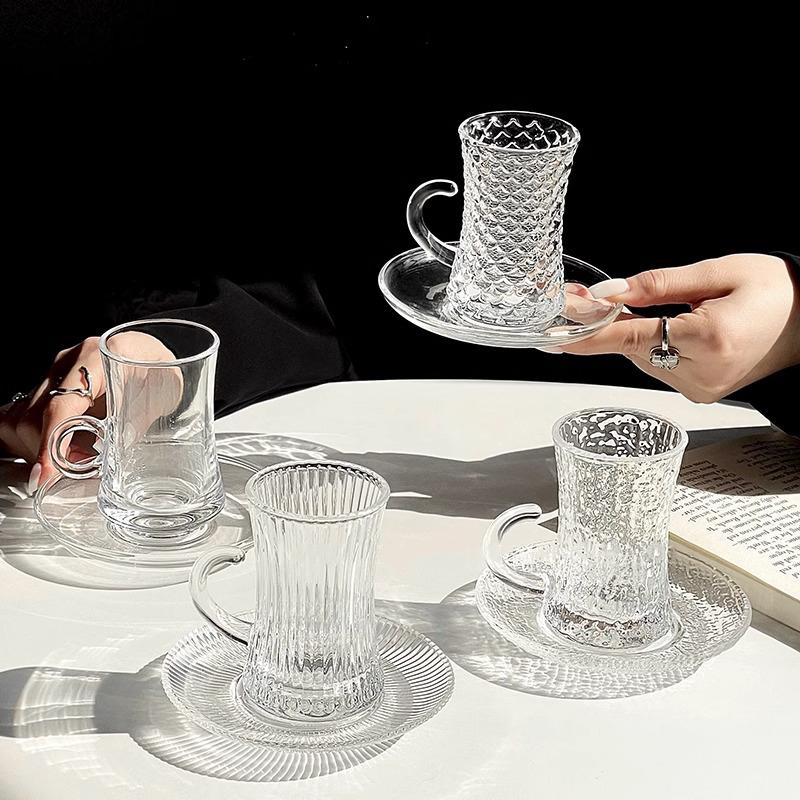 Turkish Coffee Cup And Saucer Set European Style Wine Glasses Cups Creative Coffee Cup Sets Engraved Wine Glasses Cup Cafe Tools