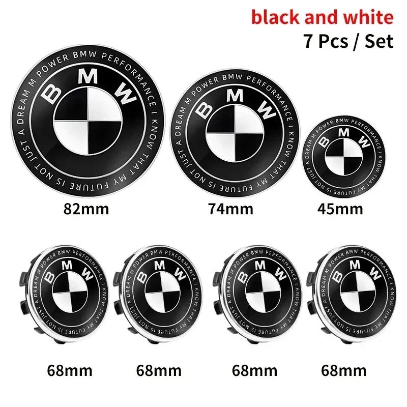 

2025 Hot 7pcs 45mm 68mm 74mm 82mm Car Logo Front Hood Emblem rear boot badge for BMW E28 E32 E43 E52 E53 E63 E64 E93 E94 E87 F10