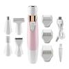 Women Bikini Trimmer, 5 In 1 Woman Electric Shaver, Rechargeable Epilator Lady Hair Painless Shaver For Bikini Area /nose/ Armpit/eyebrow/facialpink