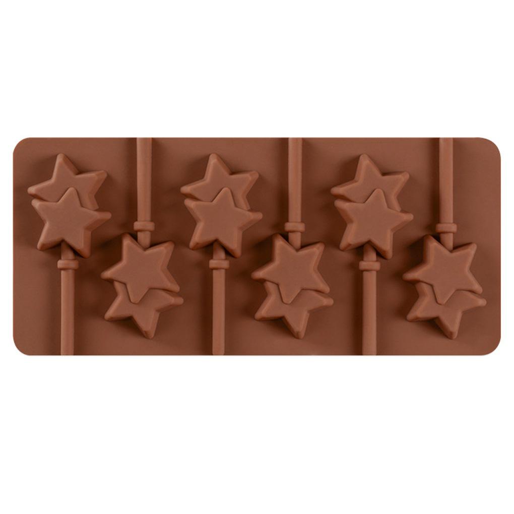 6 Cavity Star Lollipop Mold Chocolate Candy Jelly Cake Cupcake Tops Biscuits Baking Mould