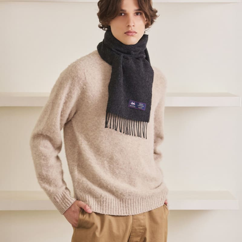 Cachecol de Lã Merino ABRAHAM MOON 25cm - Carvão Escuro