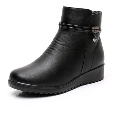 Ziemas apavi sievietēm Sniega zābaki Tīri melni Silti plīša aukstai ziemai Dāmu potīšu zābaki Biezs zole 3 cm Lielā izmēra 42