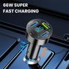 66W Car Super Fast Charger with 4 USB Ports LED Display Real-time Battery Monitoring PD QC3.0 2.4A Car Charger for Phone Tablet
