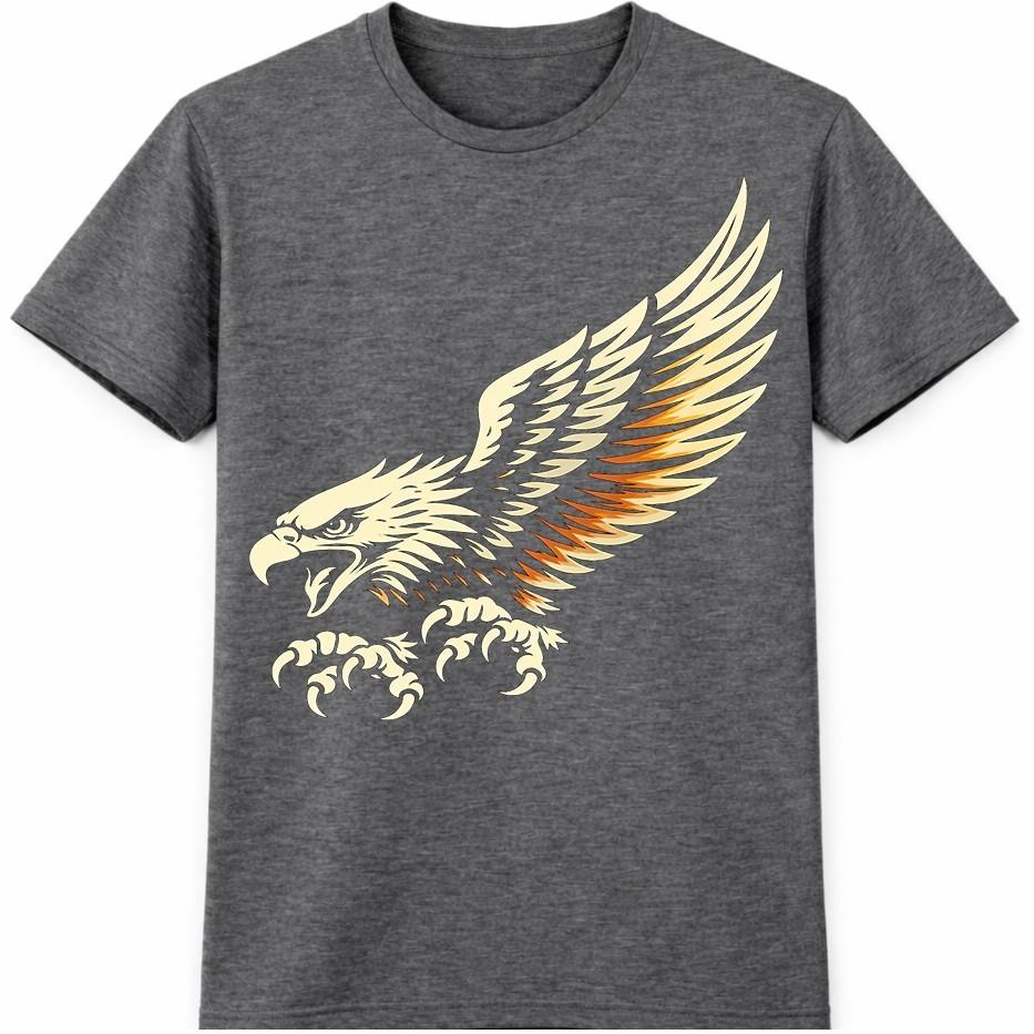 Eagle T Shirt Flying Eagle Graphic Tattoo Style Biker Motorcycle Rider Rock Tee