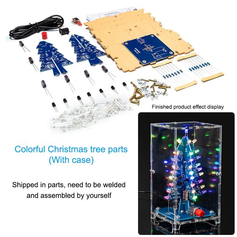 Xmas Tree DIY Kits LED Multicoloured 3D Christmas Tree Electronic DIY Kit For Soldering Practice Learning