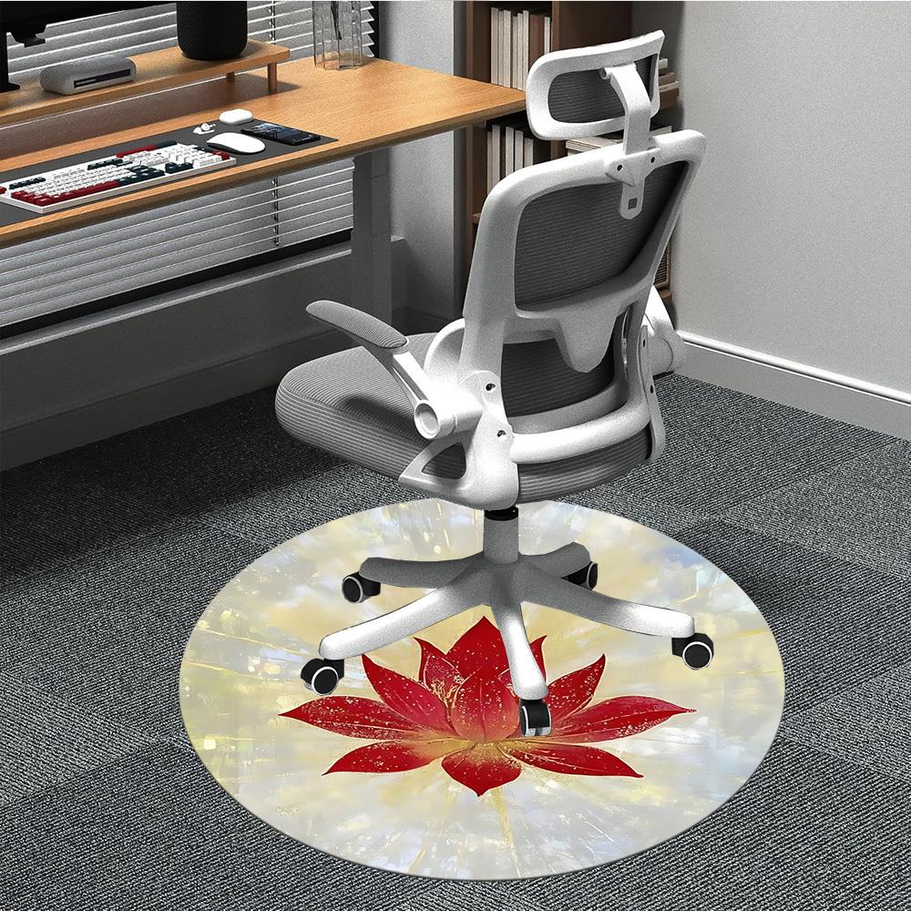 

1PC Lotus Flower Office Round Rug, Non slip, Soft and Durable Office Rug for Interior Decoration, Perfect for Office 80cm
