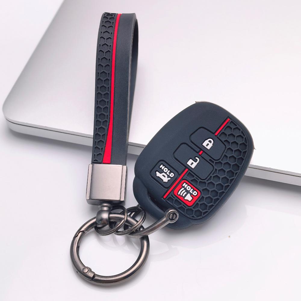 Silicone Key Cover keychain for Toyota Corolla Camry RAV4 Highlander Prado, Fits Toyota Corolla Camry RAV4 Yaris Hilux Highlander Prado Vios Fortuner