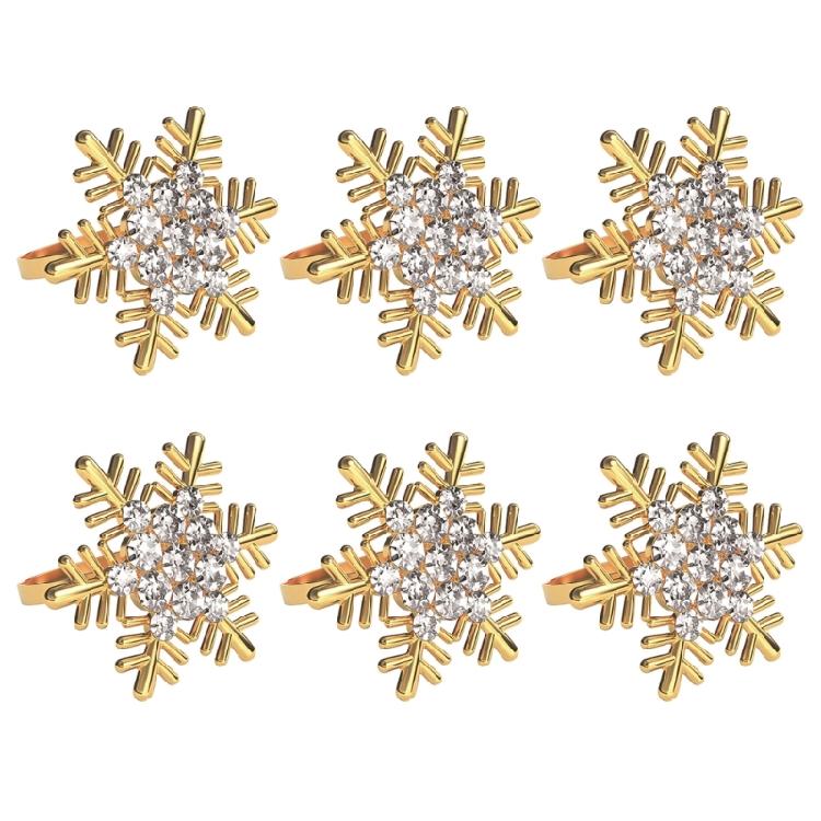 6pcs Christmas Napkin Rings Set Snowflake Napkins Buckles Banquet Accessories