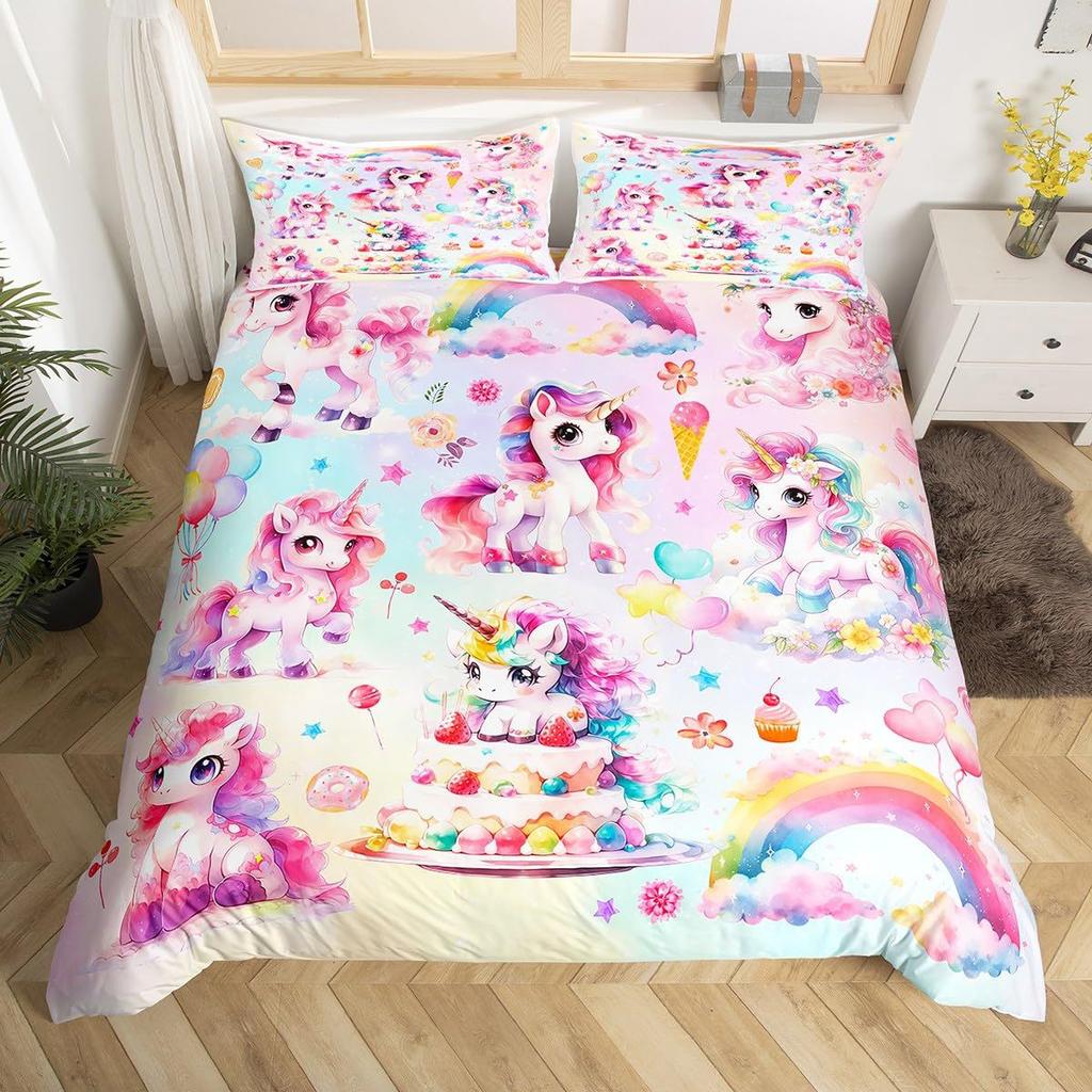 Dream Cartoon Princess Three-Piece Quilt Cover 3D Digital Printing Bedding Set Bed Cover