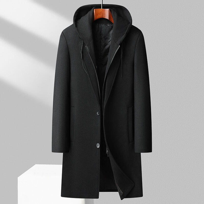 Cappotti di Lana Misti Cashmere Lunghi Casual con Cappuccio da Uomo Cappotti Trench Cappotti Invernali da Uomo Giacche Invernali Business Casual