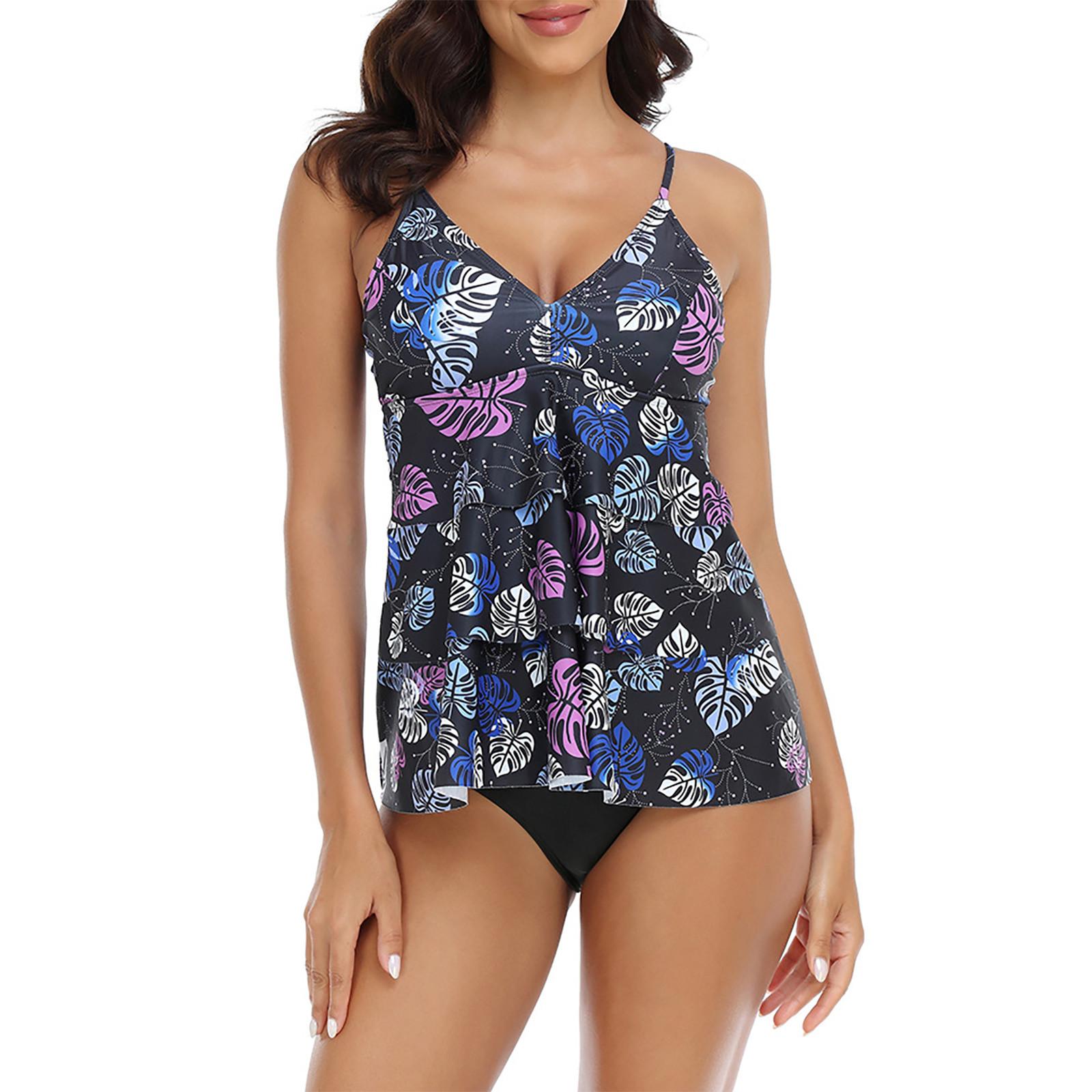 

Модный женский сексуальный купальник без рукавов с принтом и V-образным вырезом XL фиолетовый