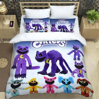 3D Cartoon S-smiling critters Beddengoedsets Exquise bedbenodigdhedenset Dekbedovertrek Dekbedset Beddengoedset Luxe Verjaardagscadeau
