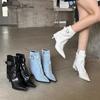 Damen-Ankle Boots 2026 Herbst Neu Schnalle Hoher Absatz Schuhe Damen Spitze Kurzstiefel Feiner Absatz Damen Schuhe Botas Para Mujer